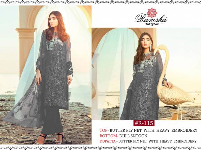 Ramsha R 115 Nx Latest Heavy Net With Embroidery Work Pakistani Salwar Suit Collection 
